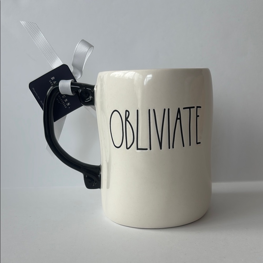 Rae Dunn x Harry Potter Double Sided Obliviate Wand Ceramic Mug Black Handle